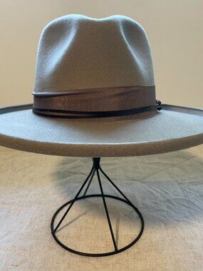 Jeanne Simmons Stiff Brim Fedora Hat NWT Brown Wool Felt Rancher Western Boho